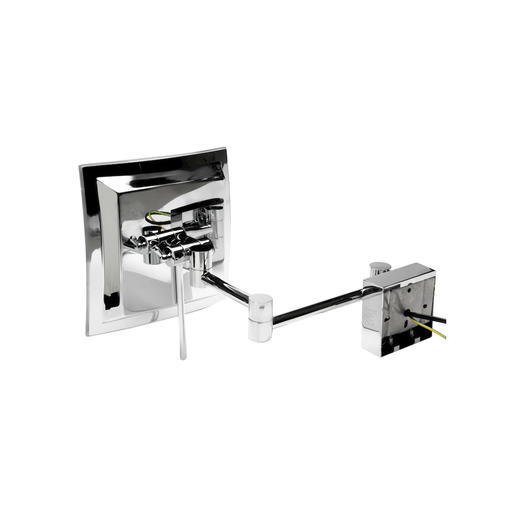 Polished Chrome Wall Mount Square 8" 5x Magnifying Cosmetic Mirror with Light. Picture 3