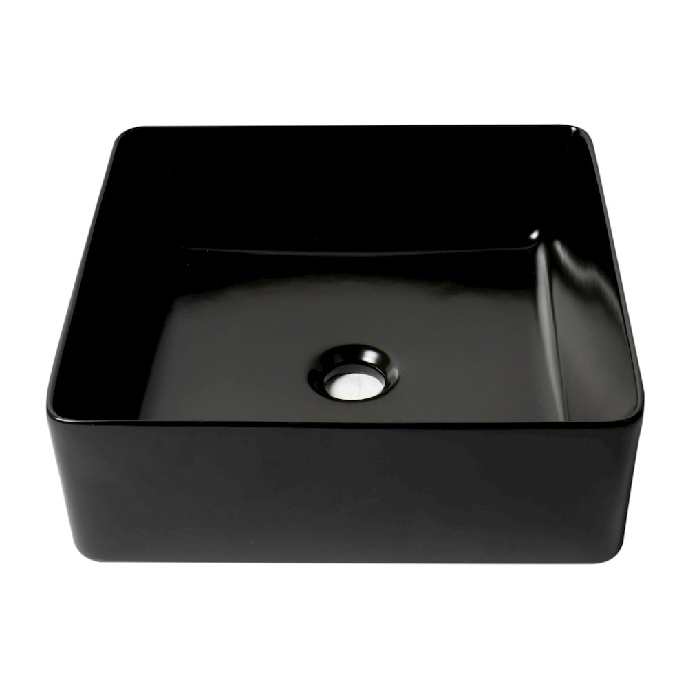 Black Matte 16" Modern Square Above Mount Ceramic Sink. Picture 6