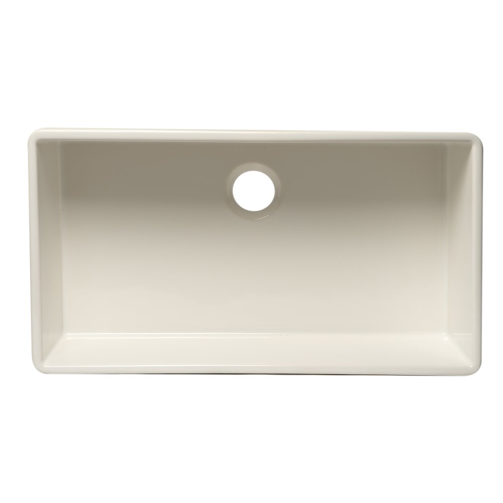 White 36" Smooth Apron Single Bowl Fireclay Farm Sink. Picture 3