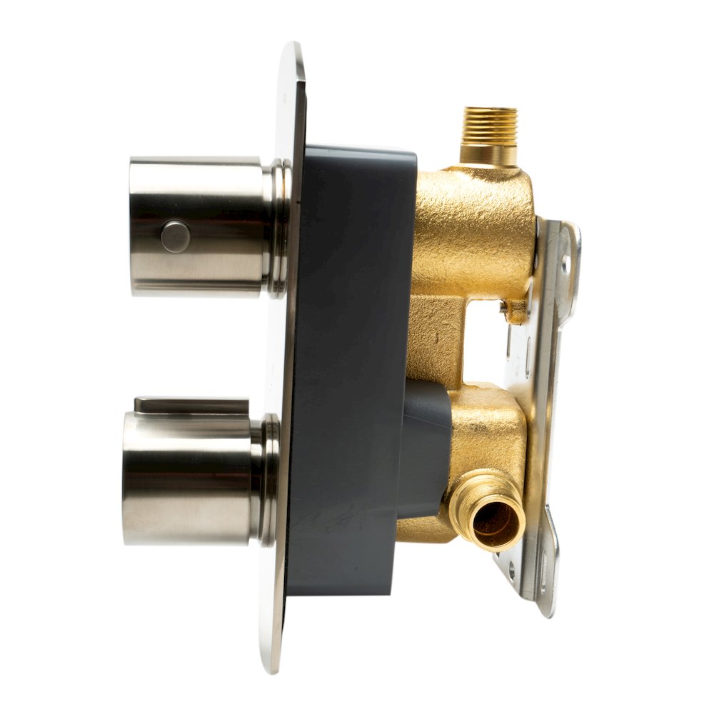 Brushed Nickel Round Knob 1 Way Thermostatic Shower Mixer. Picture 5