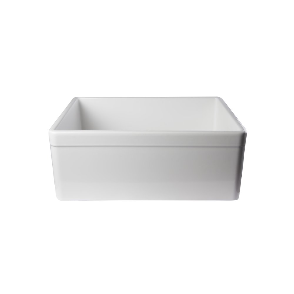 White 26" Decorative Lip Apron Single Bowl Fireclay Farmhouse Kitchen Sink. Picture 6