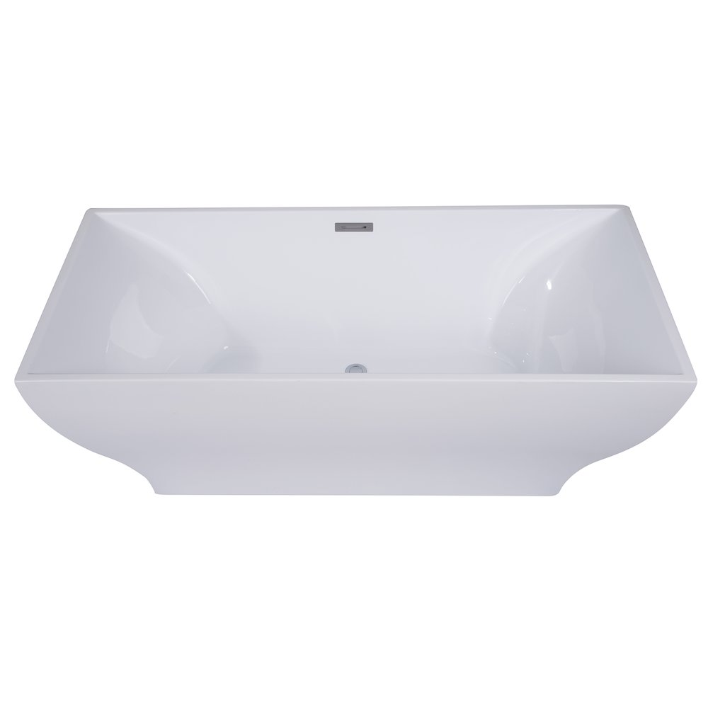 67 inch White Rectangular Acrylic Free Standing Soaking Bathtub. Picture 1