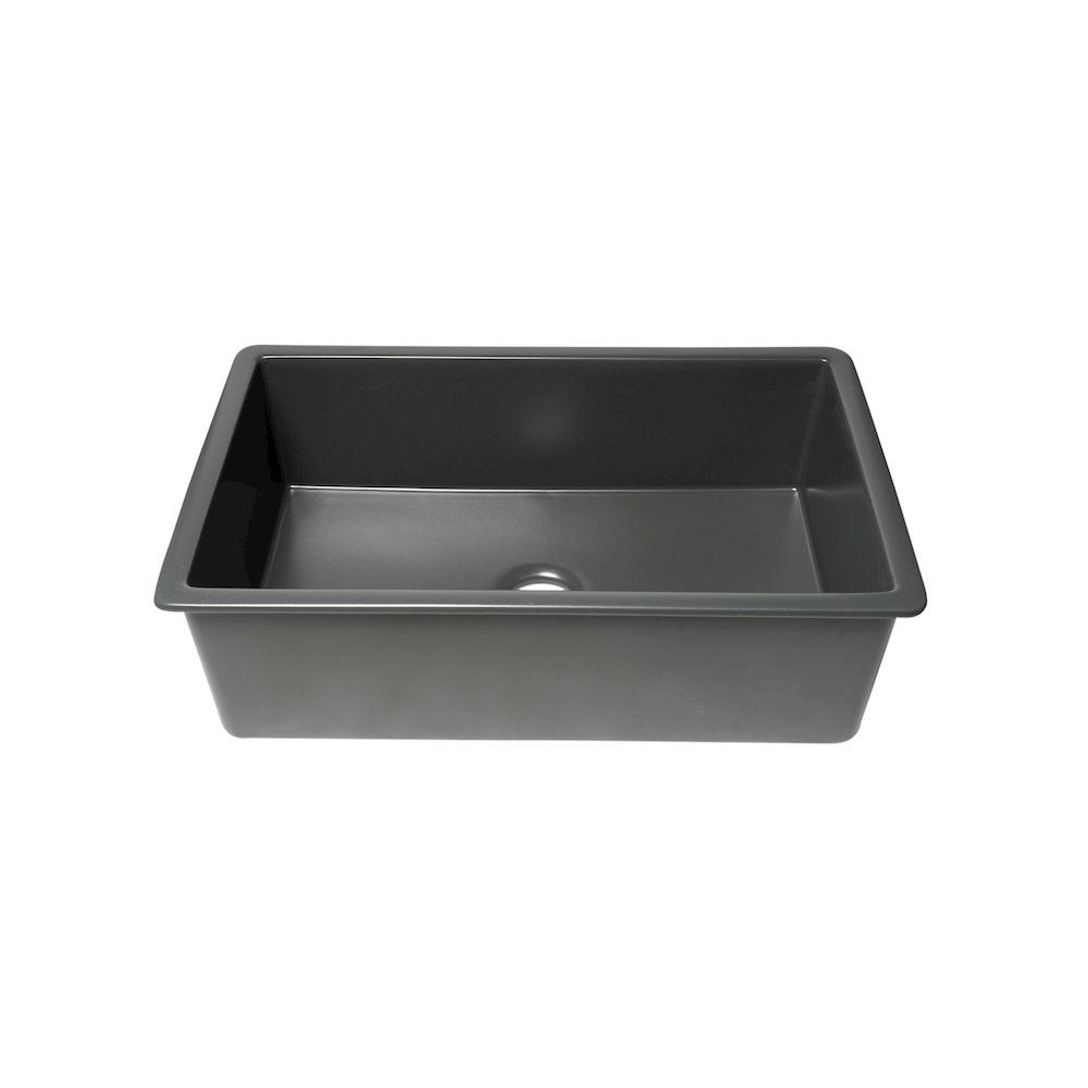 32" x 19" Fireclay Single Bowl Undermount / Drop In Kitchen Sink w Grid. Picture 2