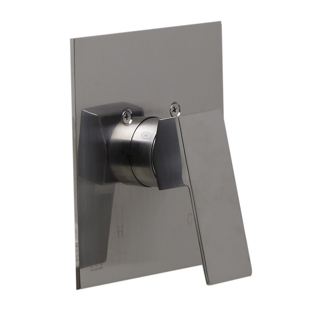 Brushed Nickel Shower Valve Mixer With Square Lever Handle. Picture 1