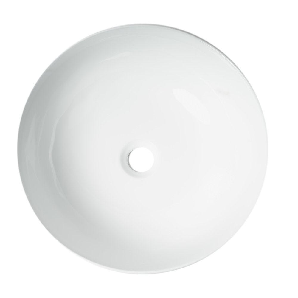 White 17" Decorative Round Vessel Above Mount Ceramic Sink. Picture 6