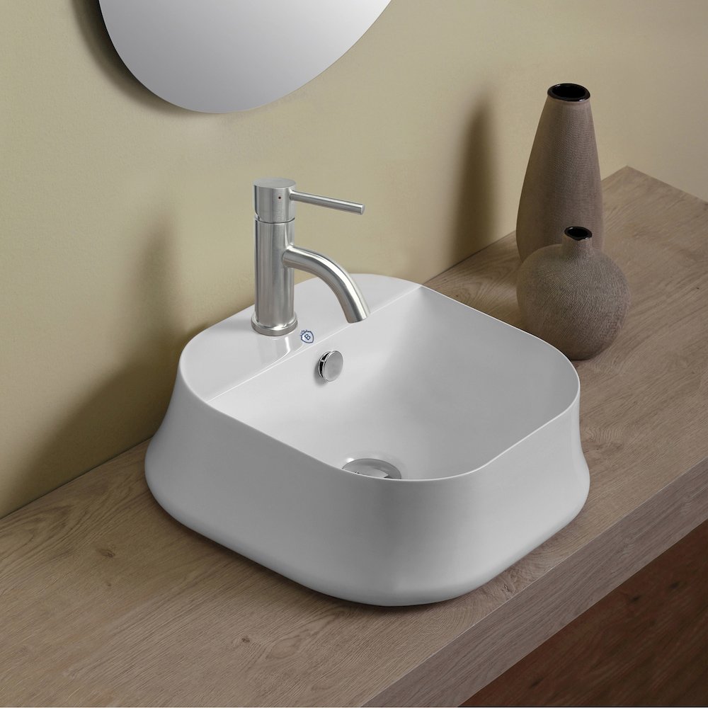 Britannia Square Above Mount Basin with Single Faucet Hole Drill. Picture 2