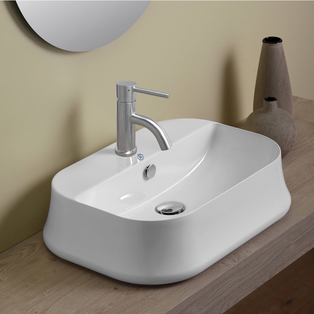 Britannia Rectangular Above Mount Basin with Single Faucet Hole Drill. Picture 2