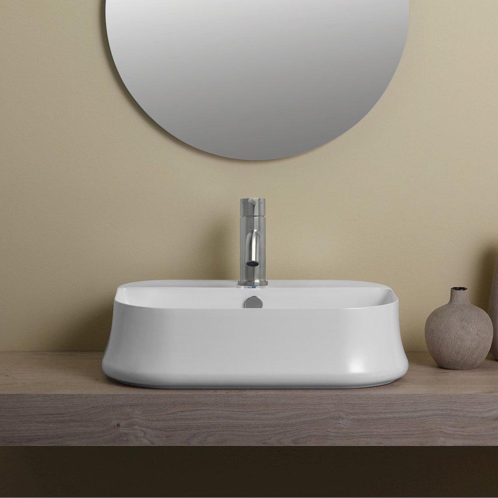 Britannia Rectangular Above Mount Basin with Single Faucet Hole Drill. Picture 4