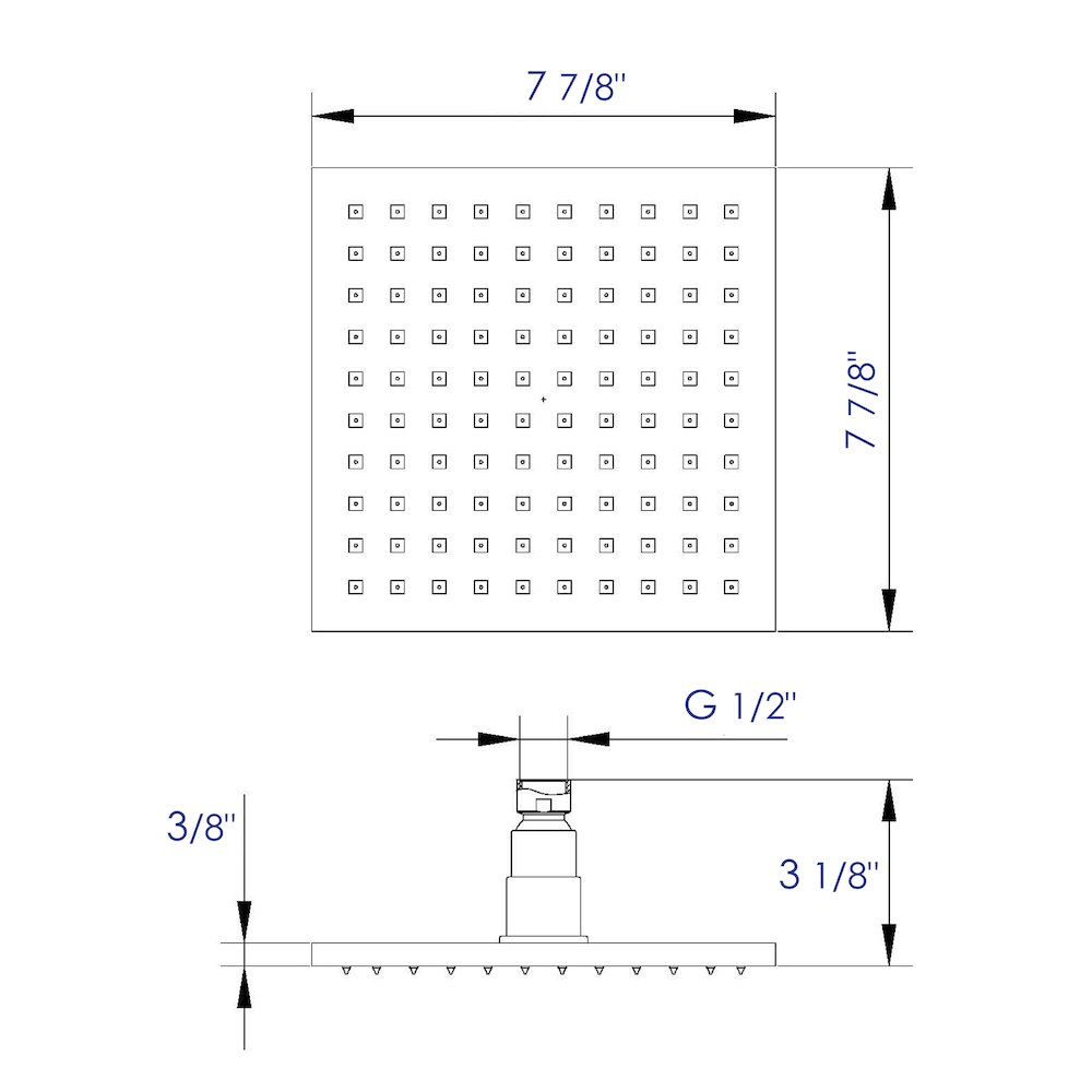 Brushed Nickel 8" Square Multi Color LED Rain Shower Head. Picture 6