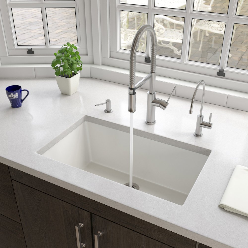 30" White Undermount / Drop In Fireclay Kitchen Sink. Picture 5