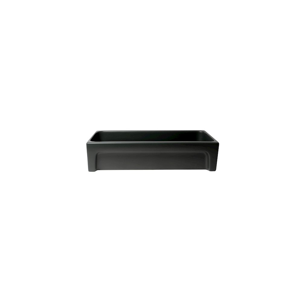 36" Black Matte Above Mount Fireclay Bathroom Trough Sink. Picture 1