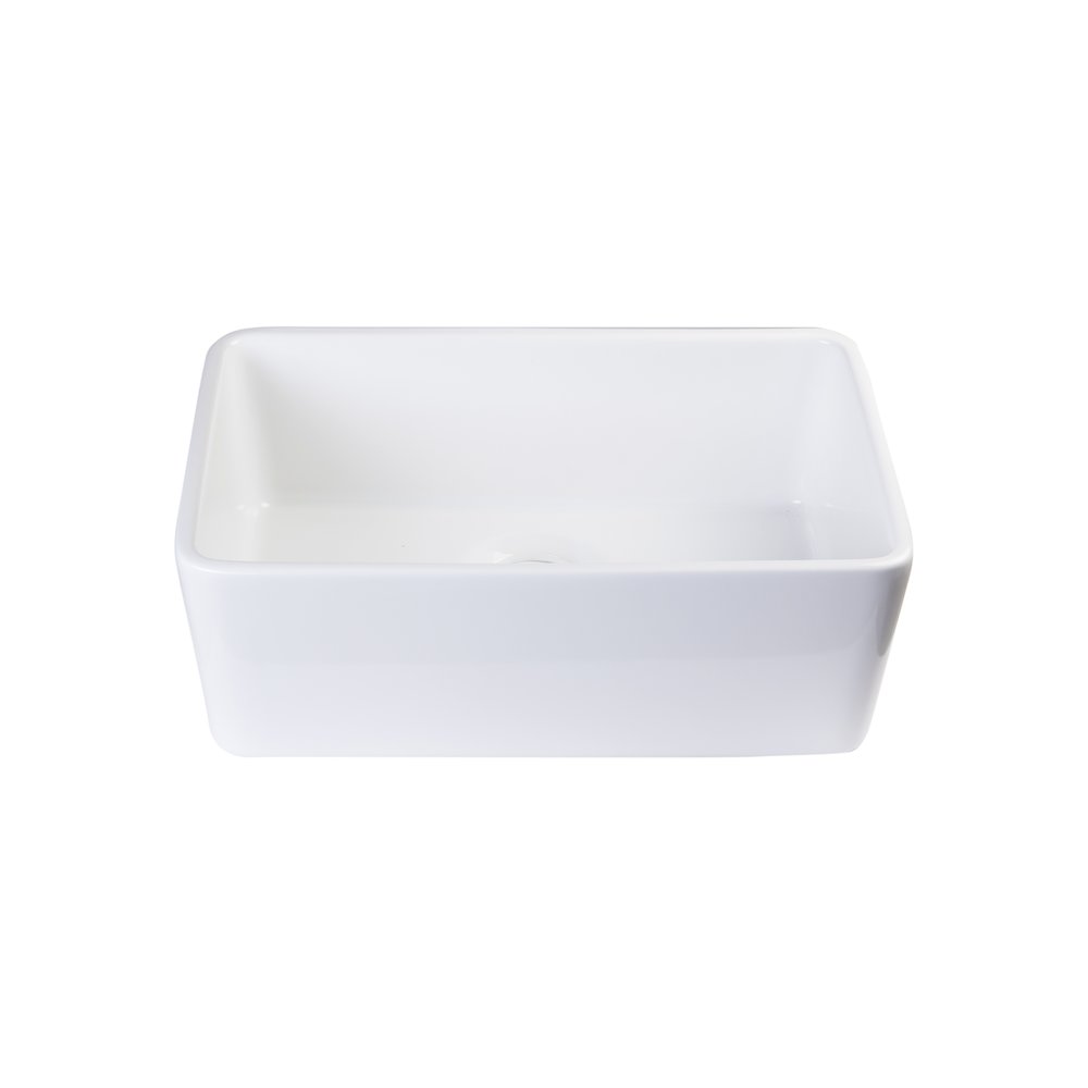 White 23" Smooth Apron Fireclay Single Bowl Farmhouse Kitchen Sink. Picture 5