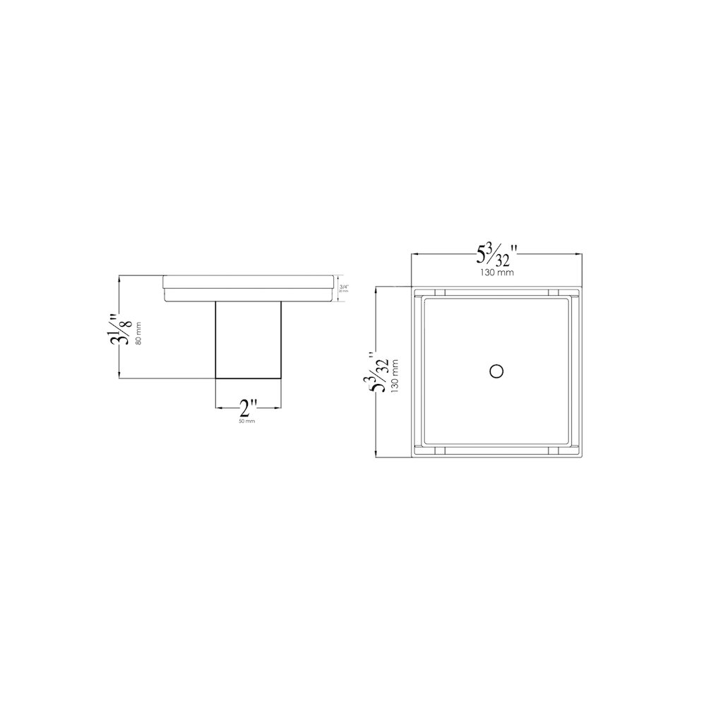 5" x 5" Modern Square Stainless Steel Shower Drain w/o Cover. Picture 8