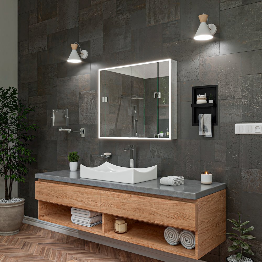 ALFI brand Brushed Black PVD Stainless Steel Recessed Toilet Paper Holder Niche. Picture 2