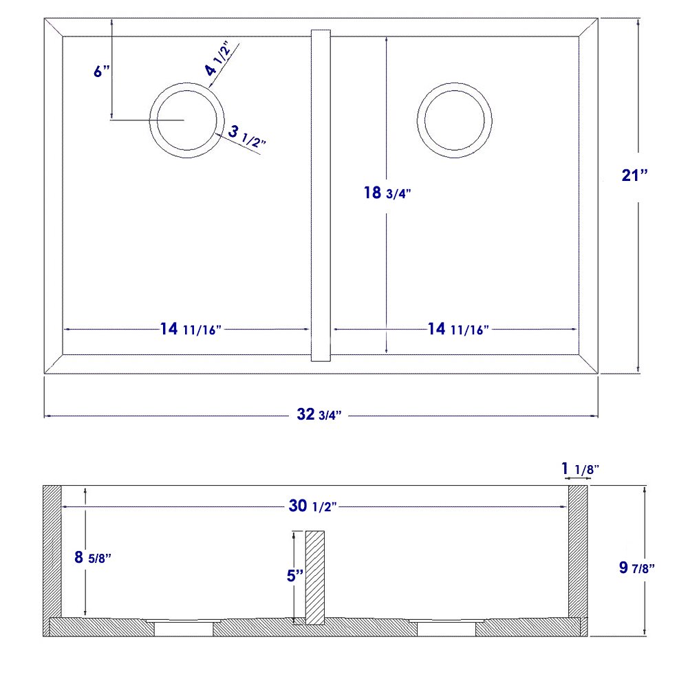 33" Double Bowl Bamboo Kitchen Farm Sink. Picture 10