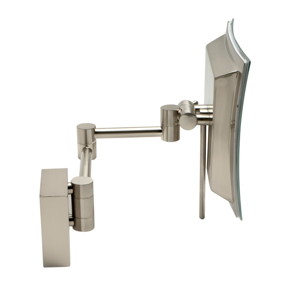 Brushed Nickel Wall Mount Square 8" 5x Magnifying Cosmetic Mirror with Light. Picture 7