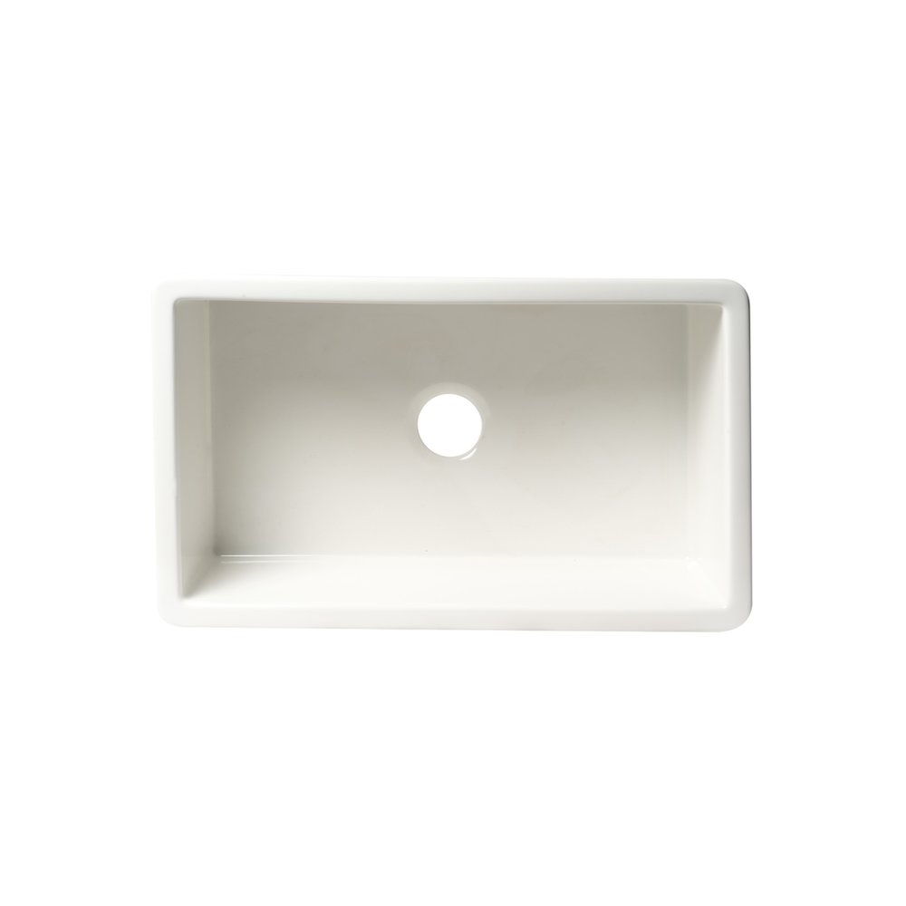 White 30" x 18" Fireclay Undermount / Drop In Kitchen Sink w Grid. Picture 5
