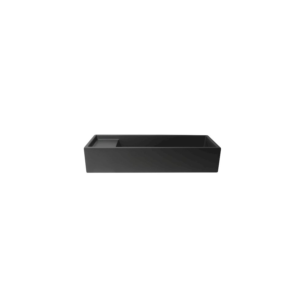 39" Black Matte Above Mount Fireclay Bathroom Trough Sink. Picture 8