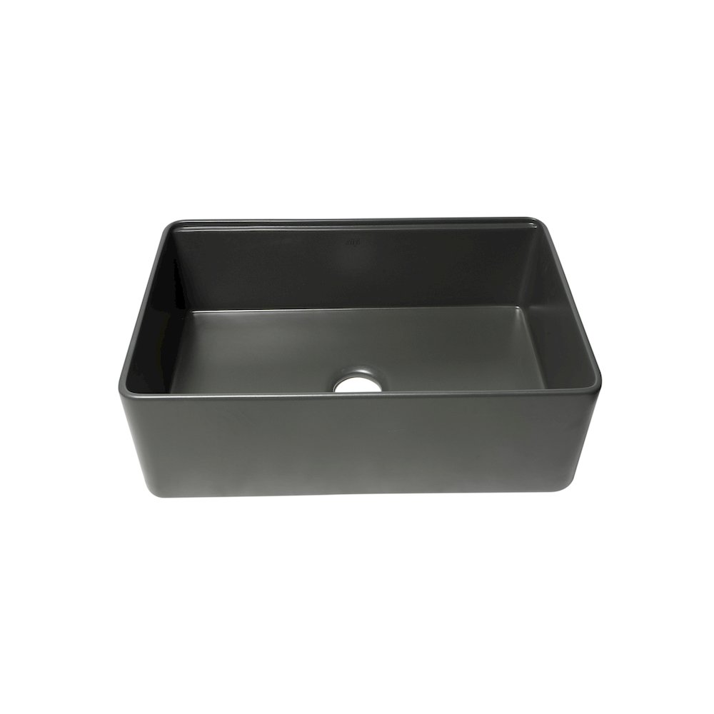 Grey Matte Workstation 30" x 20" Single Bowl Step Rim Fireclay Farm Sink. Picture 2