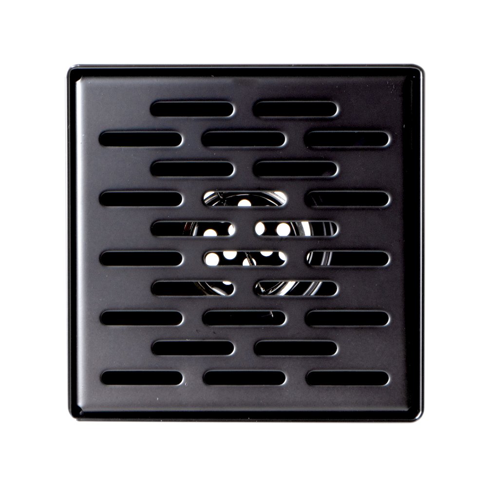 5" x 5" Black Matte Square Stainless Steel Shower Drain with Groove Holes. Picture 4