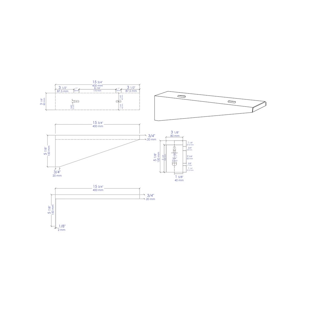 Wall Mount Installation Brackets for Concrete Sink ABCO40R and ABCO48R. Picture 7