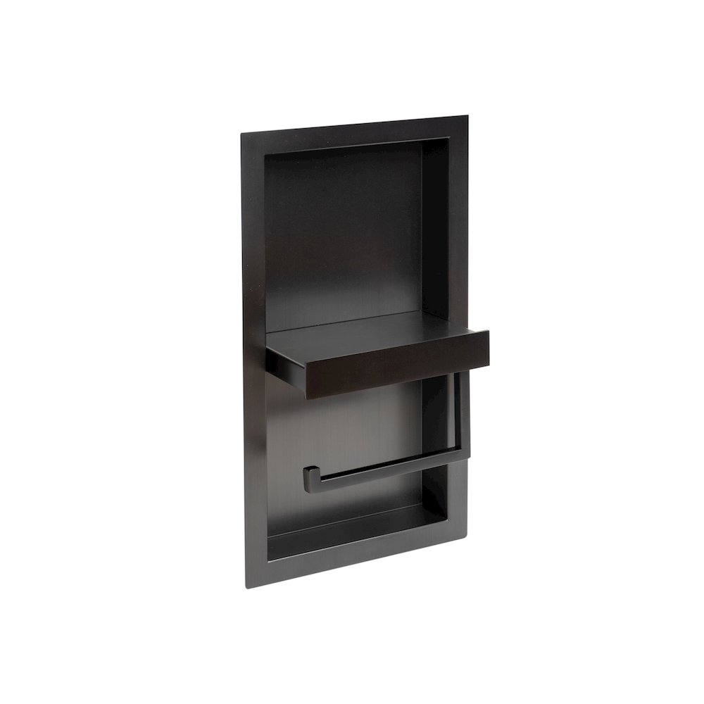ALFI brand Brushed Black PVD Stainless Steel Recessed Toilet Paper Holder Niche. Picture 4