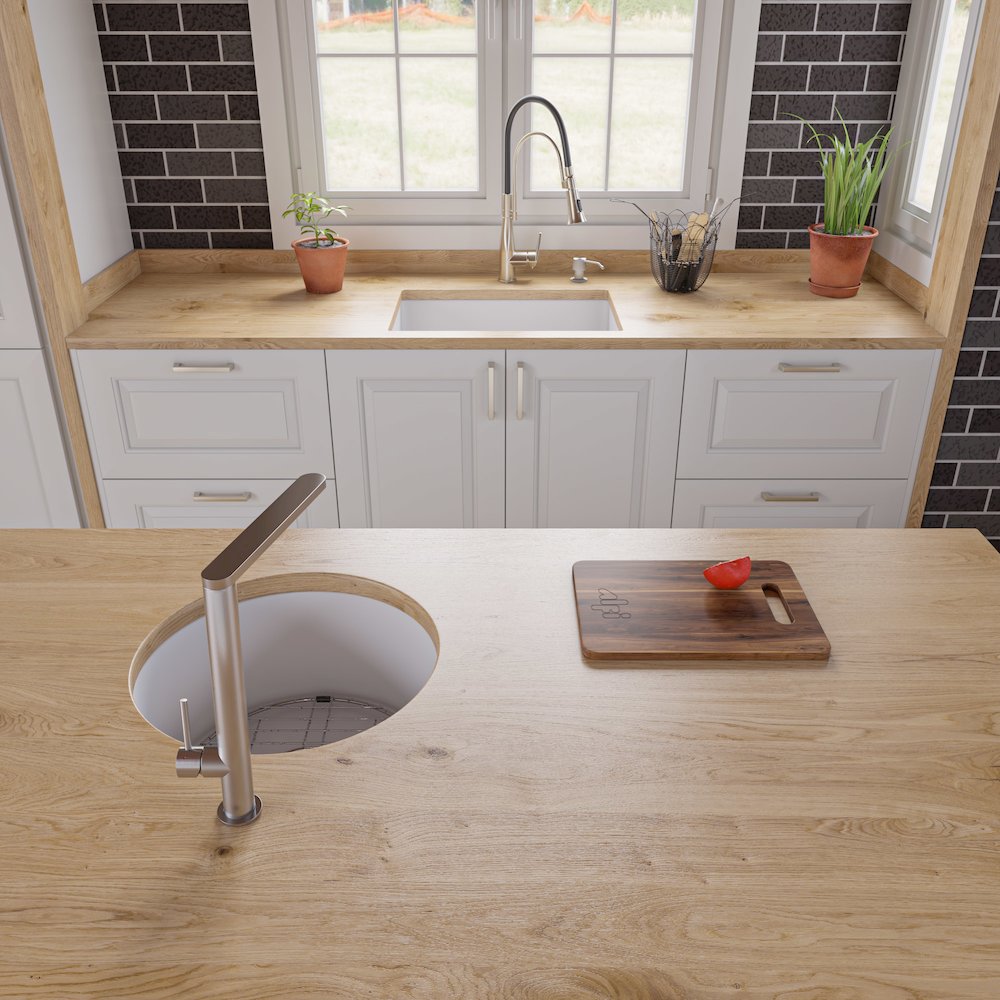 White 27" x 18" Fireclay Undermount / Drop In Firelcay Kitchen Sink. Picture 7