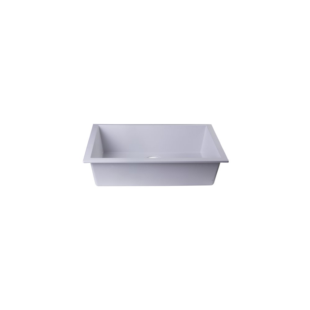 White 30" Undermount Single Bowl Granite Composite Kitchen Sink. Picture 7