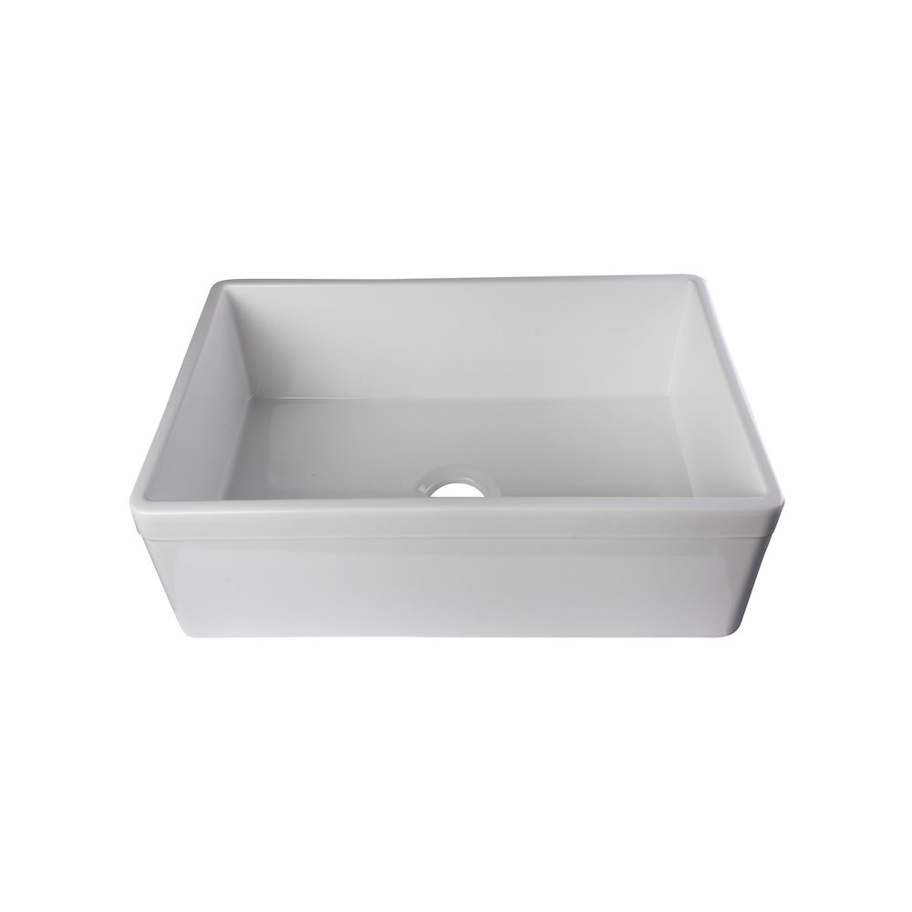 White 30" Decorative Lip Apron Single Bowl Fireclay Farmhouse Kitchen Sink. Picture 1