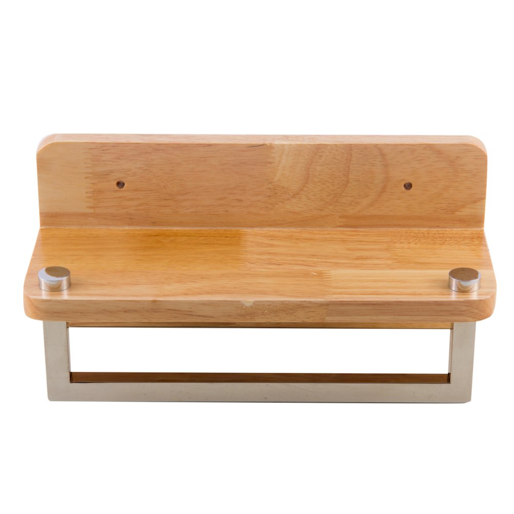 12" Small Wooden Shelf with Chrome Towel Bar Bathroom Accessory. Picture 3