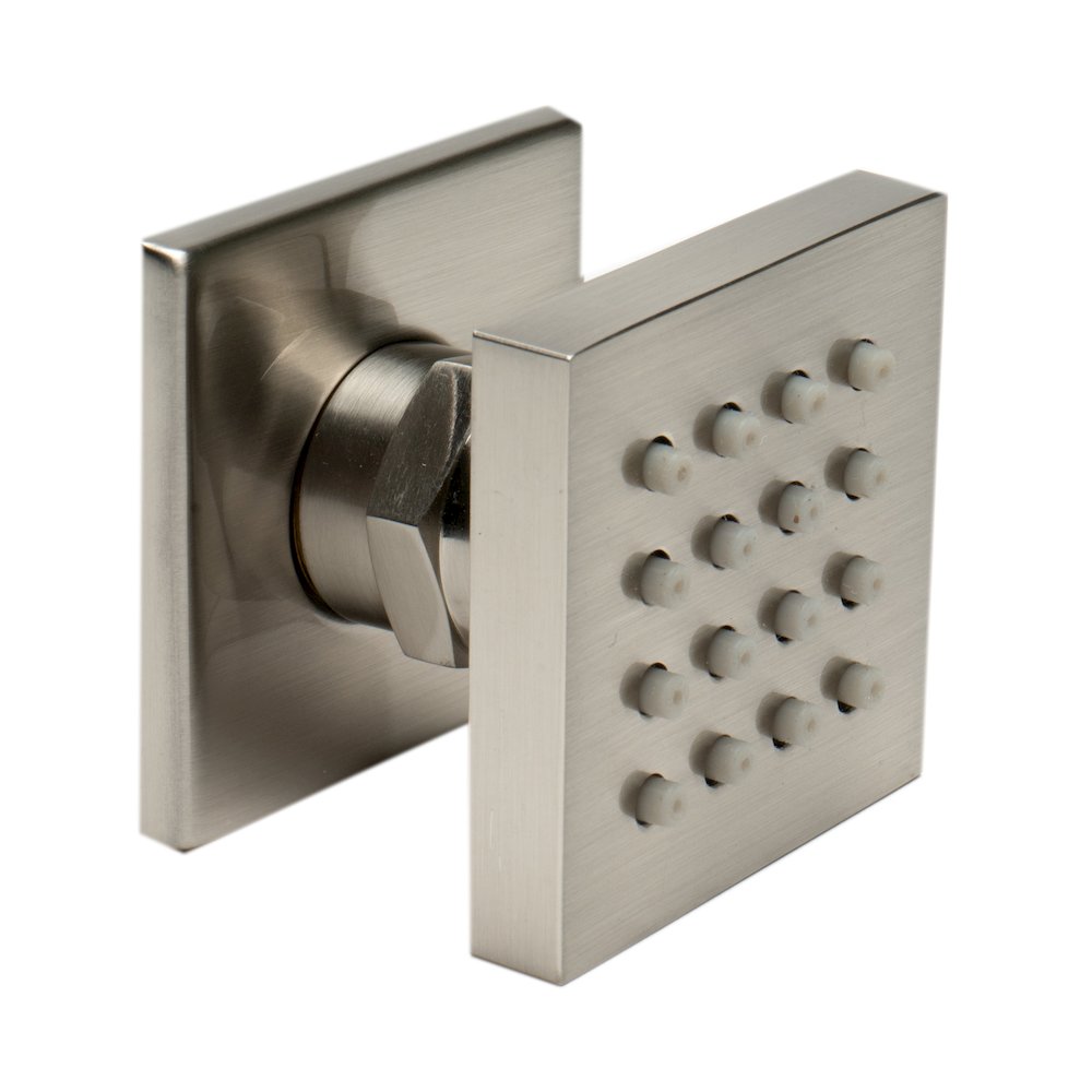 Brushed Nickel 2" Square Adjustable Shower Body Spray. Picture 2