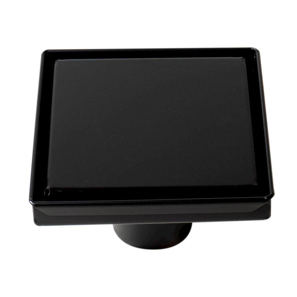 5" x 5" Black Matte Square Stainless Steel Shower Drain with Solid Cover. Picture 4