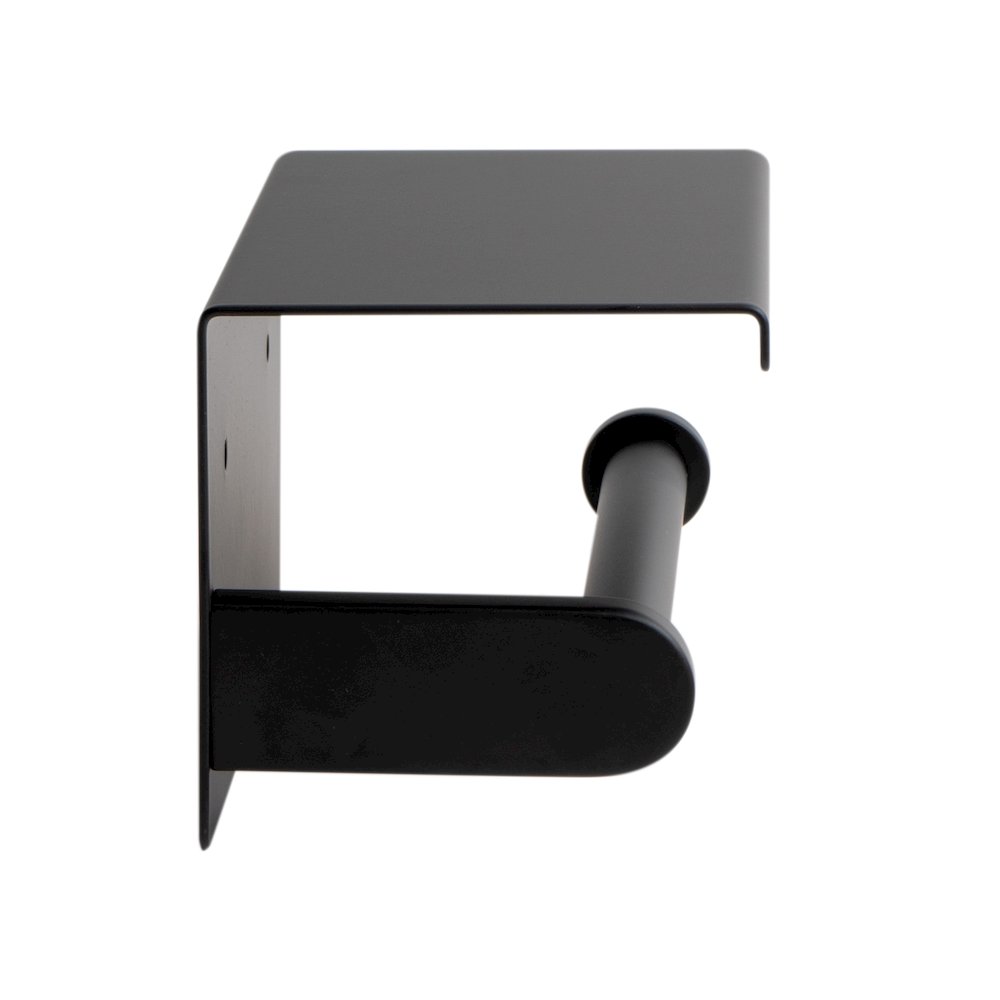ALFI brand Black Matte Stainless Steel Toilet Paper Holder with Shelf. Picture 4