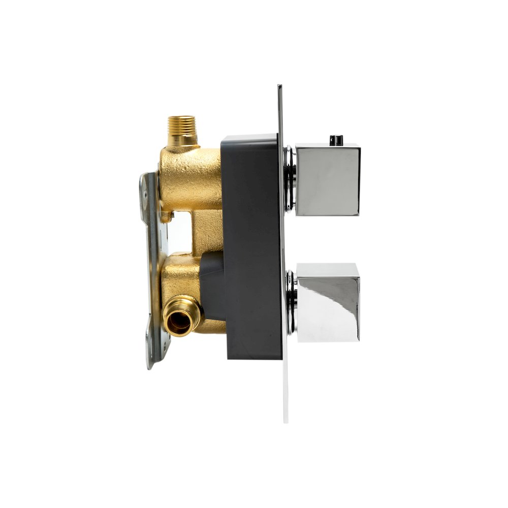 Polished Chrome Square Knob 1 Way Thermostatic Shower Mixer. Picture 6