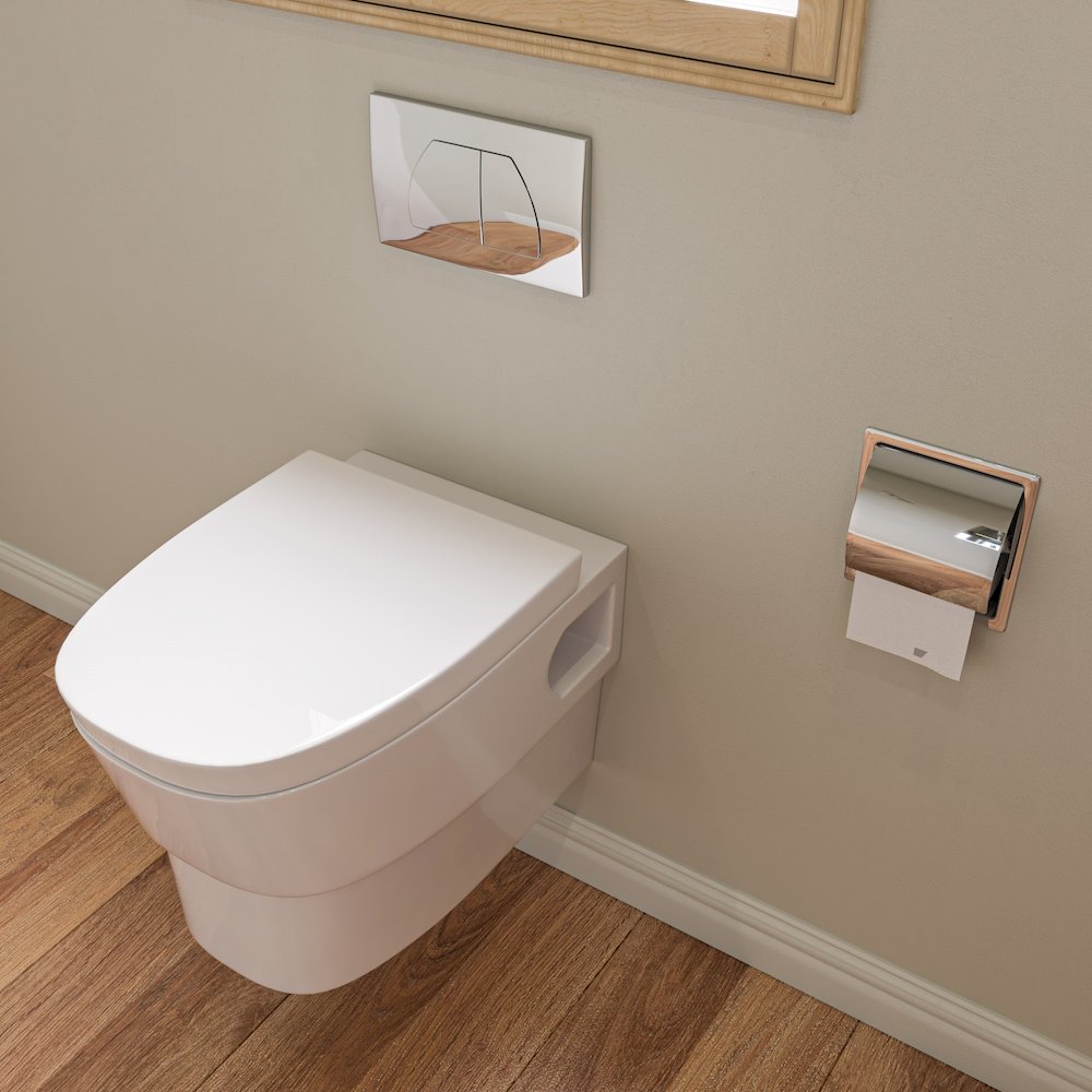 Round Modern Wall Mount Dual Flush Toilet Bowl. Picture 4