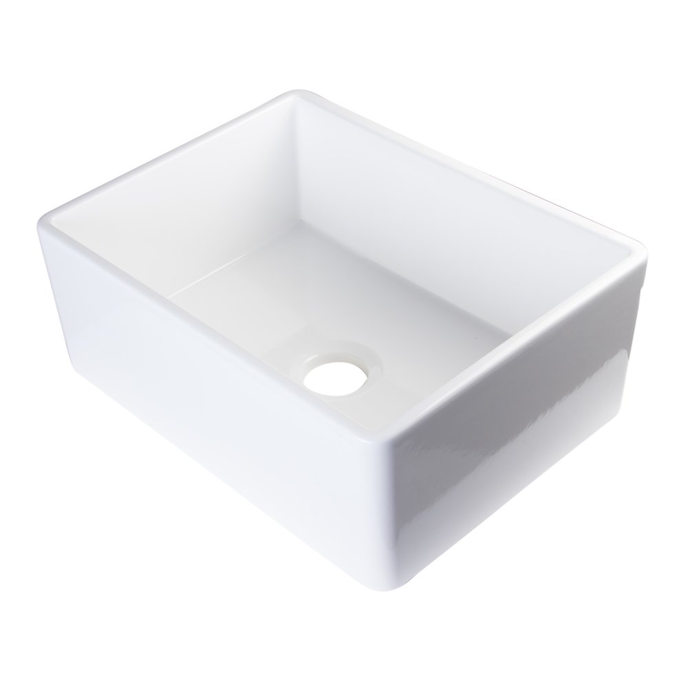 White 26" Contemporary Smooth Apron Fireclay Farmhouse Kitchen Sink. Picture 1