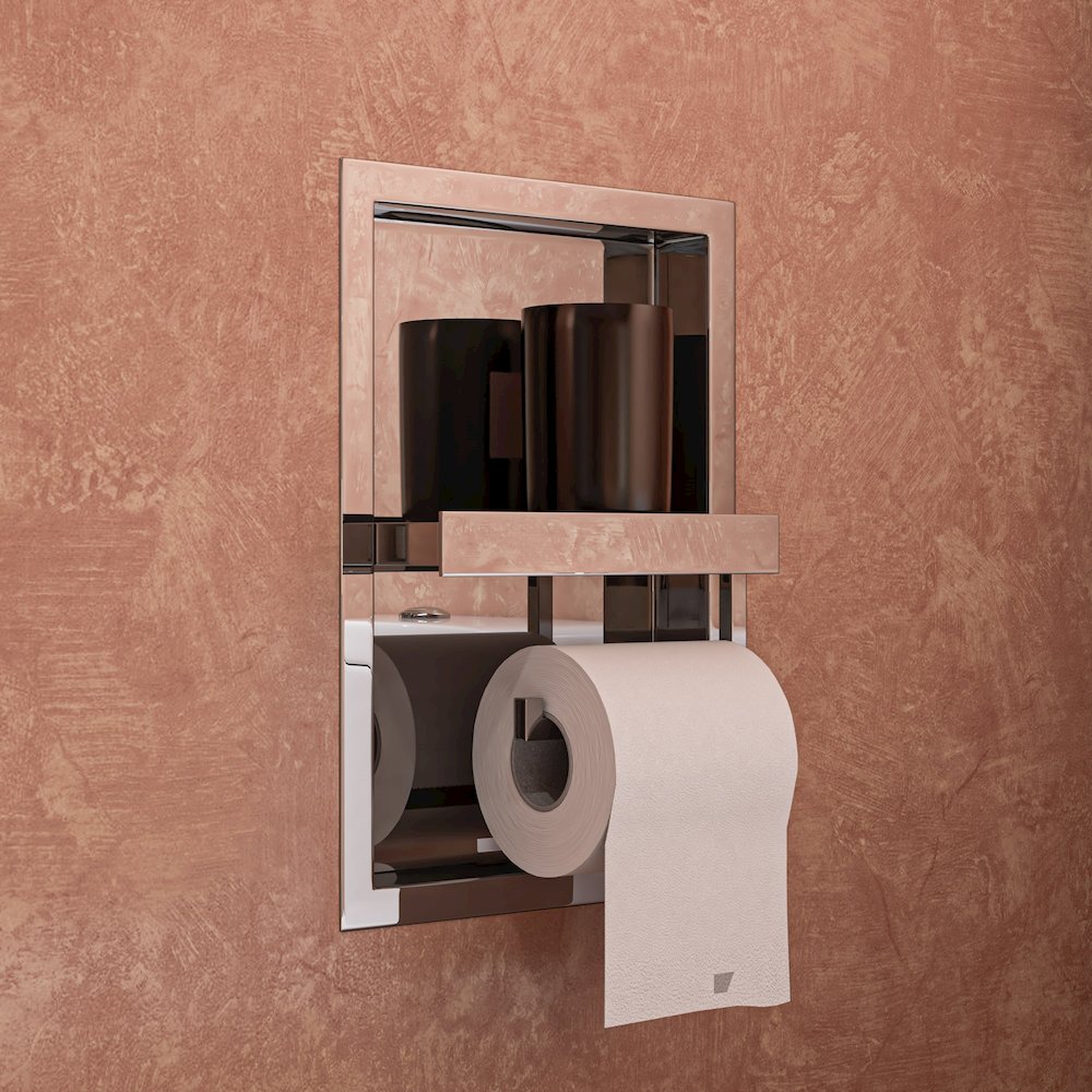 ALFI brand Polished Stainless Steel Recessed Toilet Paper Holder Niche. Picture 2