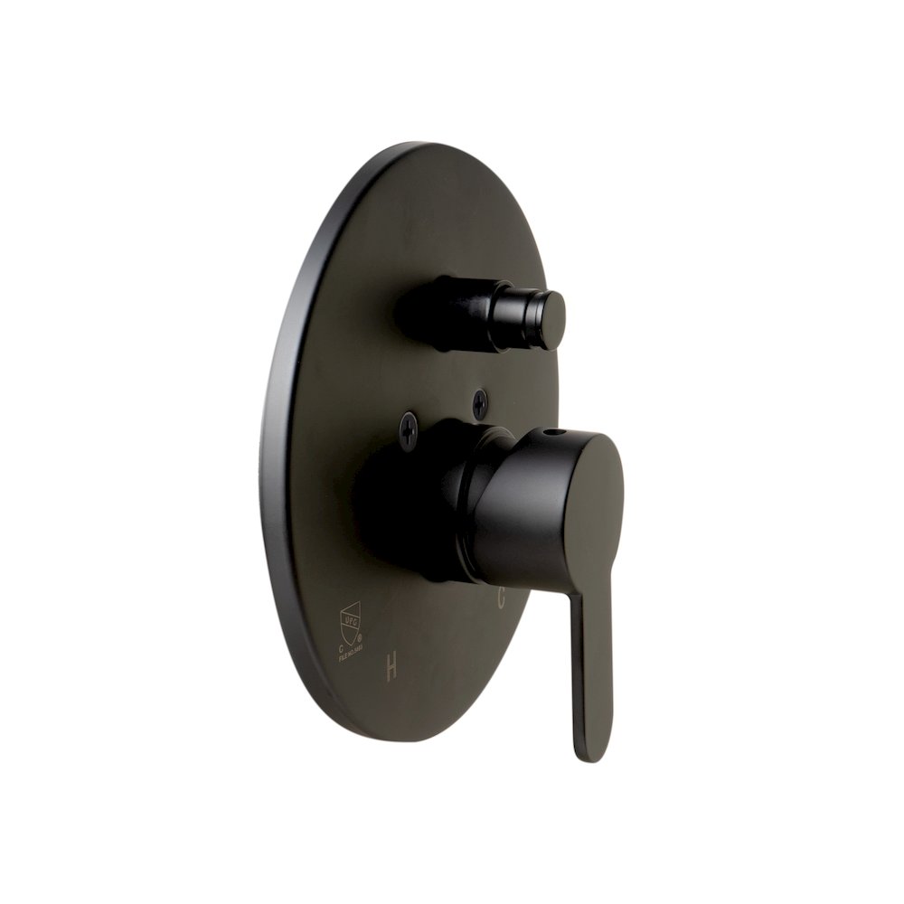 Black Matte Shower Valve with Rounded Lever Handle and Diverter. Picture 3