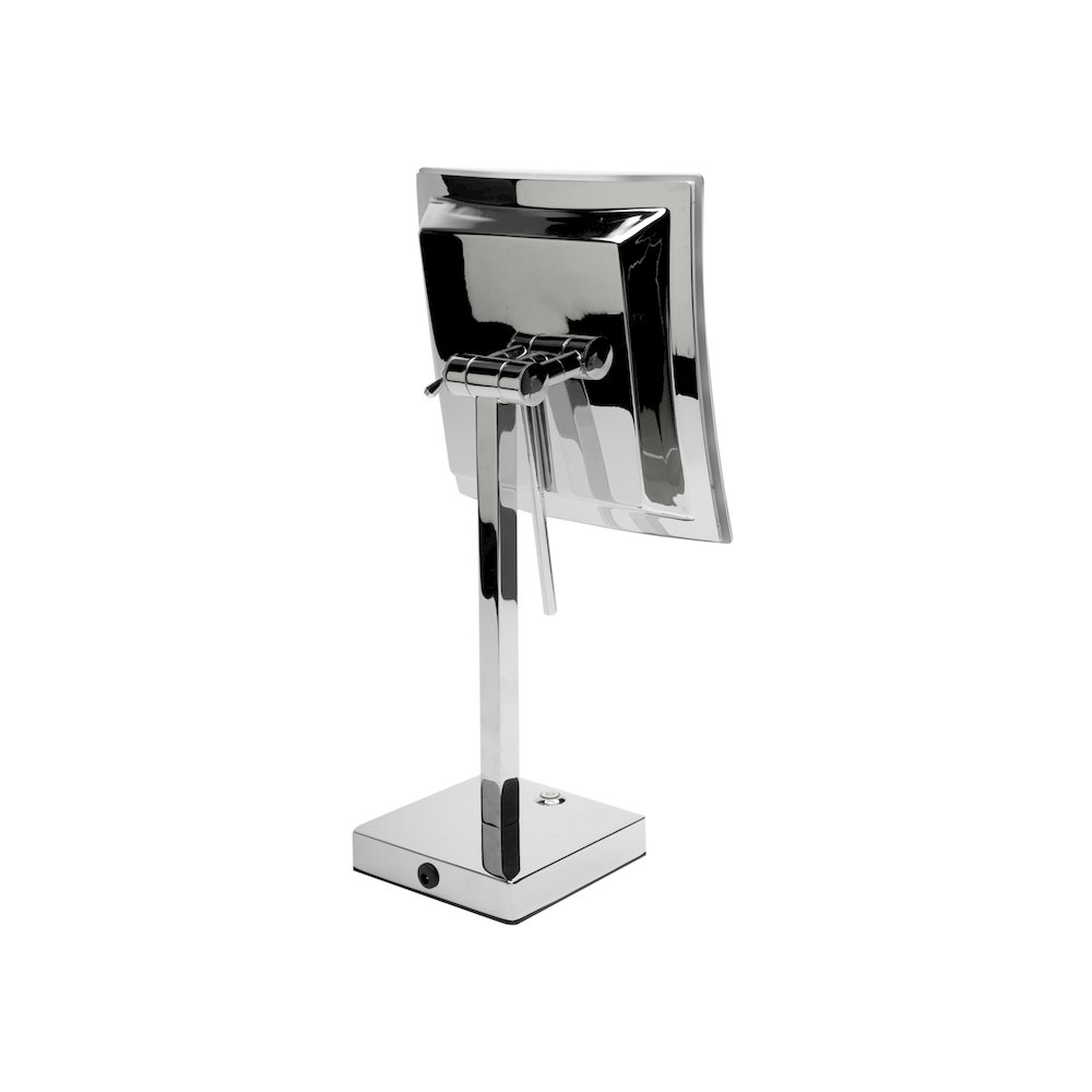 Polished Chrome Tabletop Square 8" 5x Magnifying Cosmetic Mirror with Light. Picture 8