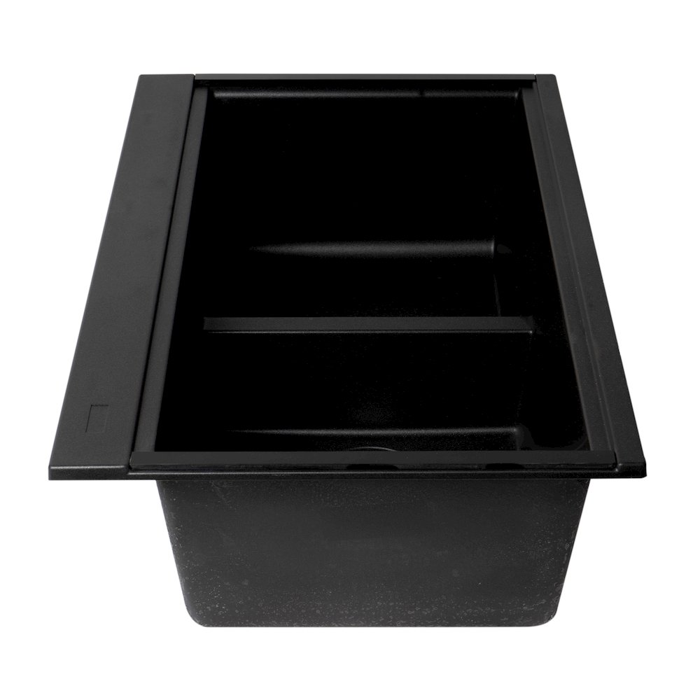 Black 33" Granite Composite Workstation Step Rim Double Bowl Undermount Sink. Picture 6