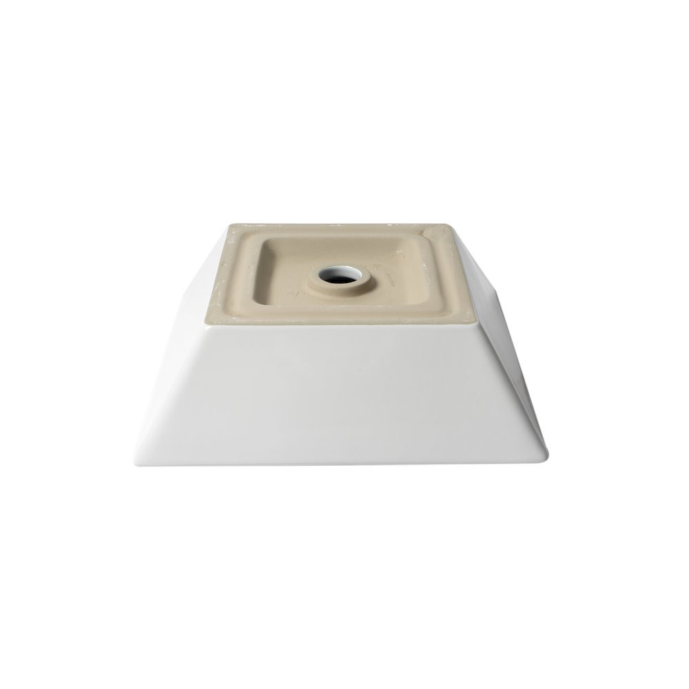White 17" Square Above Mount Ceramic Sink. Picture 2