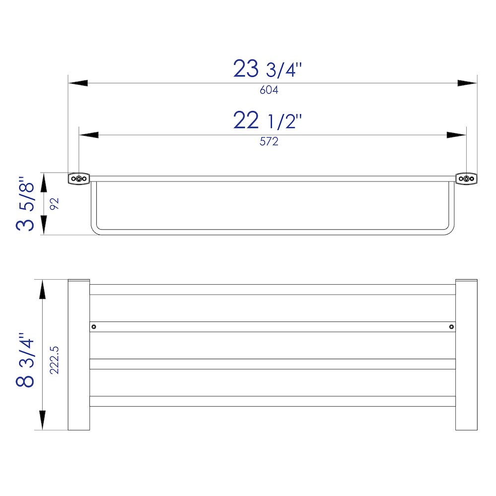 Brushed Nickel 24 inch Towel Bar & Shelf Bathroom Accessory. Picture 7