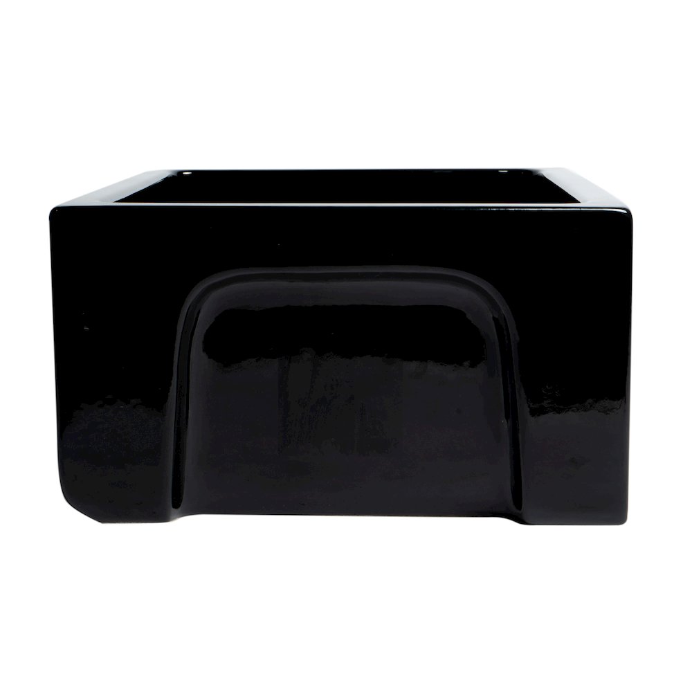 24" Black Gloss Reversible Smooth / Fluted Single Bowl Fireclay Farm Sink. Picture 2