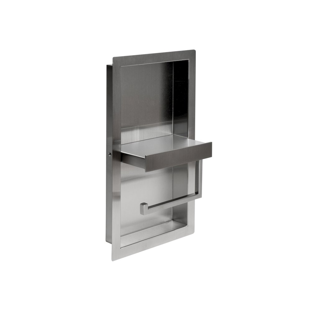 ALFI brand Brushed Stainless Steel Recessed Toilet Paper Holder Niche. Picture 3