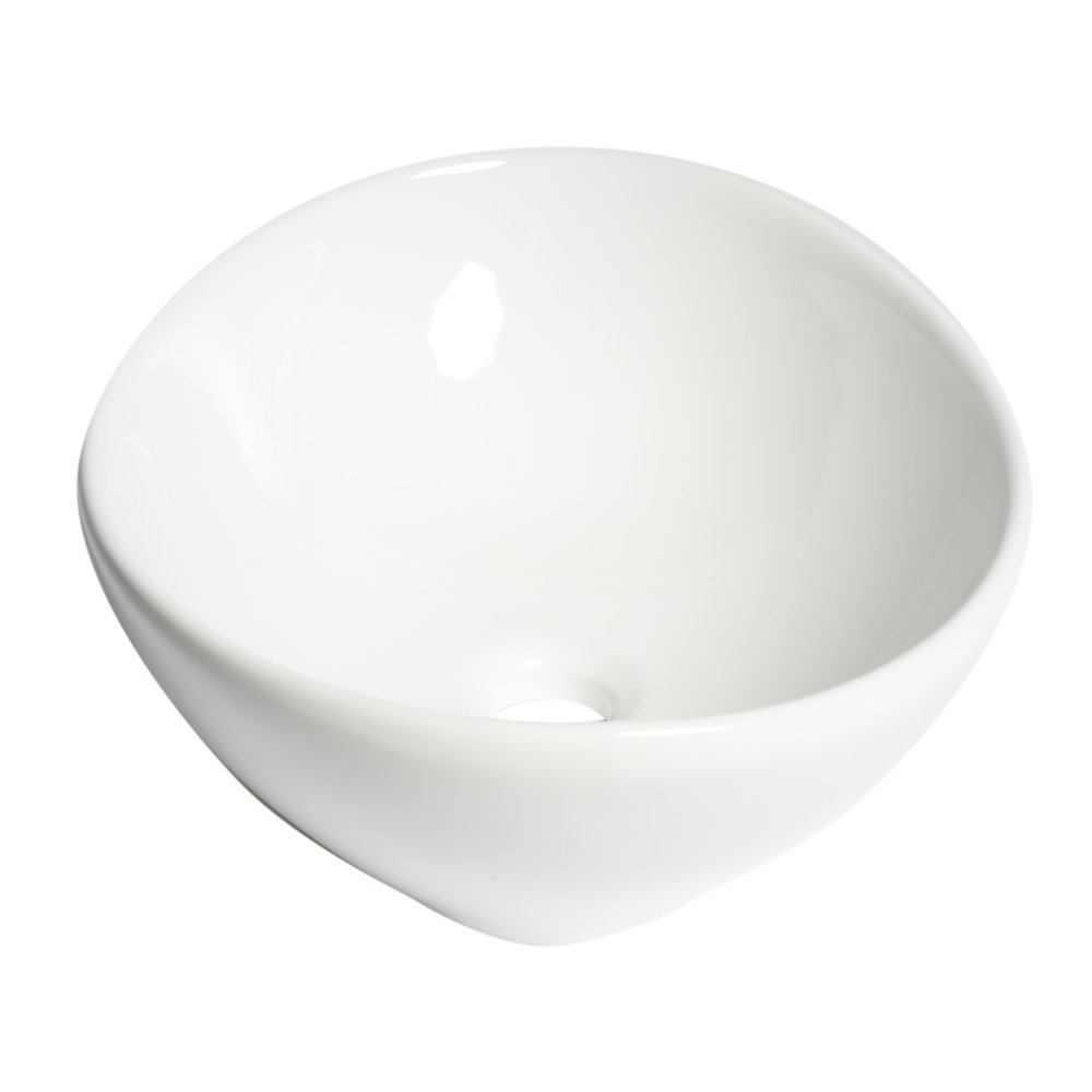 White 16" Egg Shape Above Mount Ceramic Sink. Picture 9