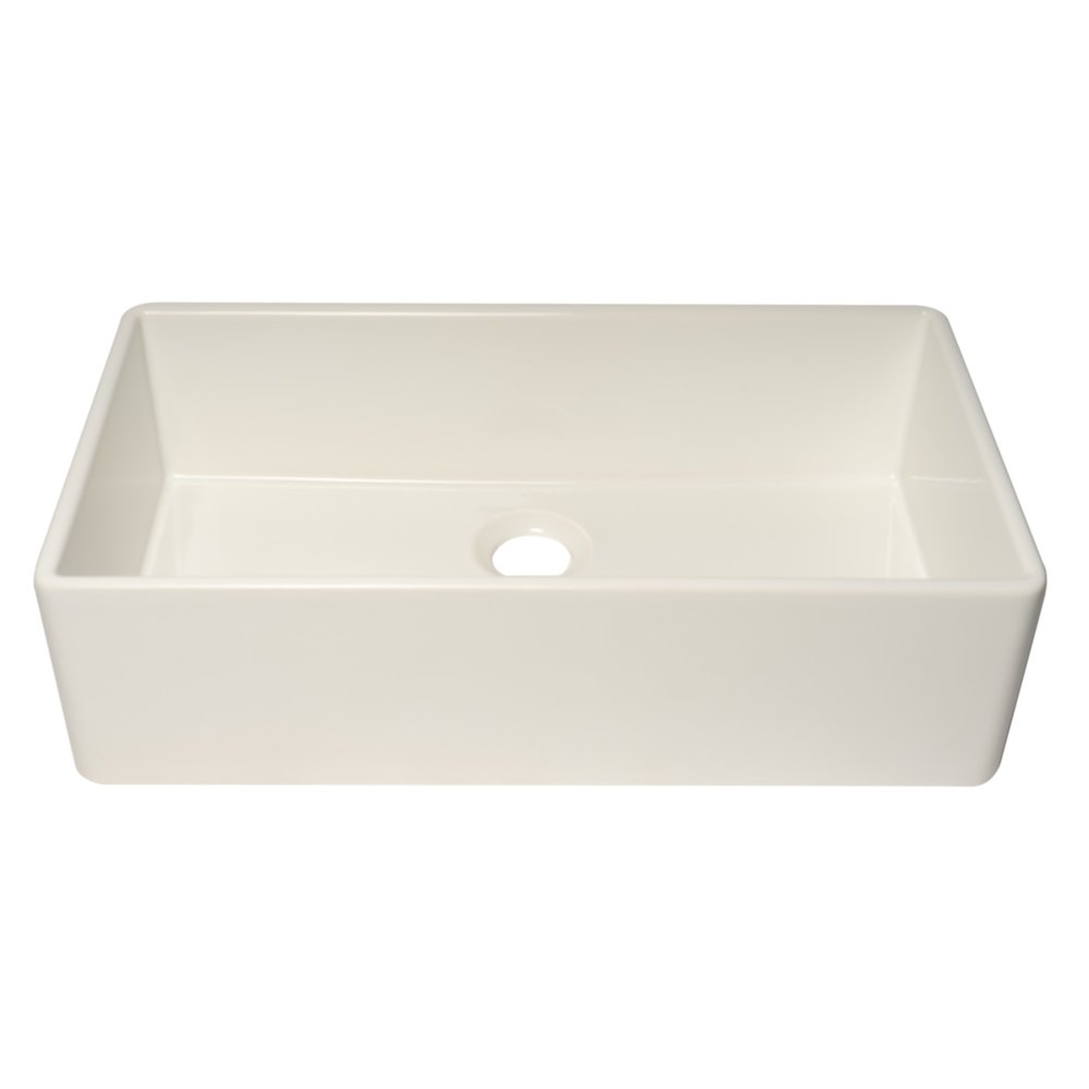 White 36" Smooth Apron Single Bowl Fireclay Farm Sink. Picture 2
