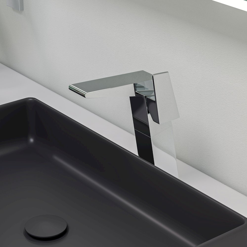 Black Matte 24" Modern Rectangular Above Mount Ceramic Sink. Picture 9