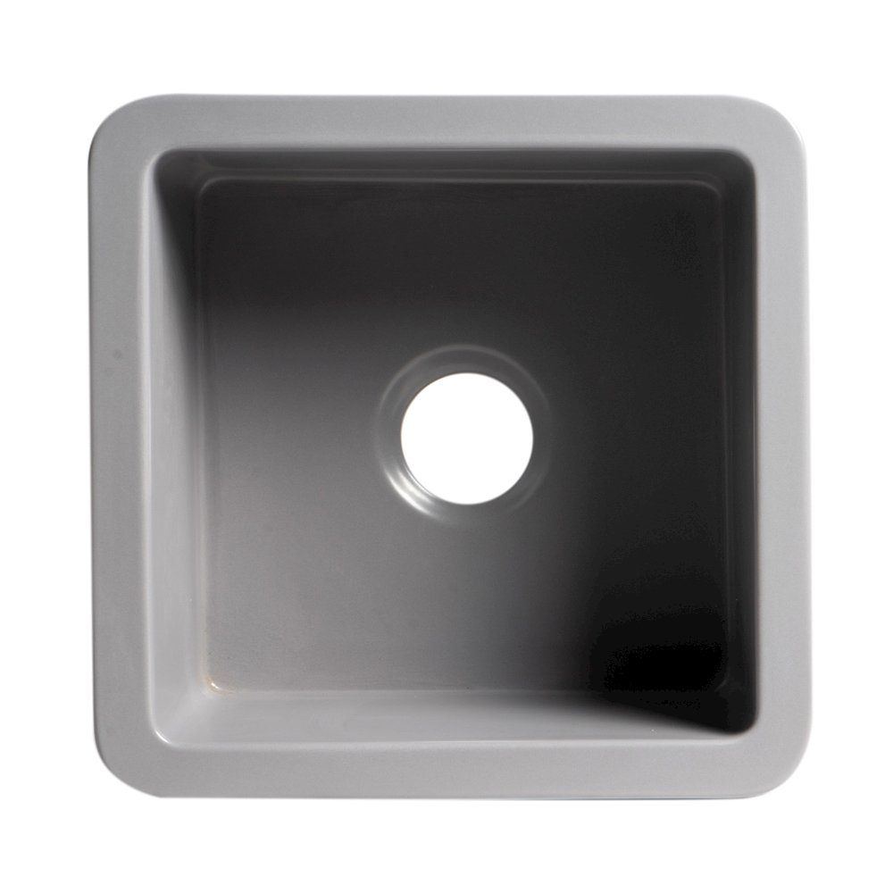 Gray Matte Square 18" x 18" Undermount / Drop In Fireclay Prep Sink. Picture 4