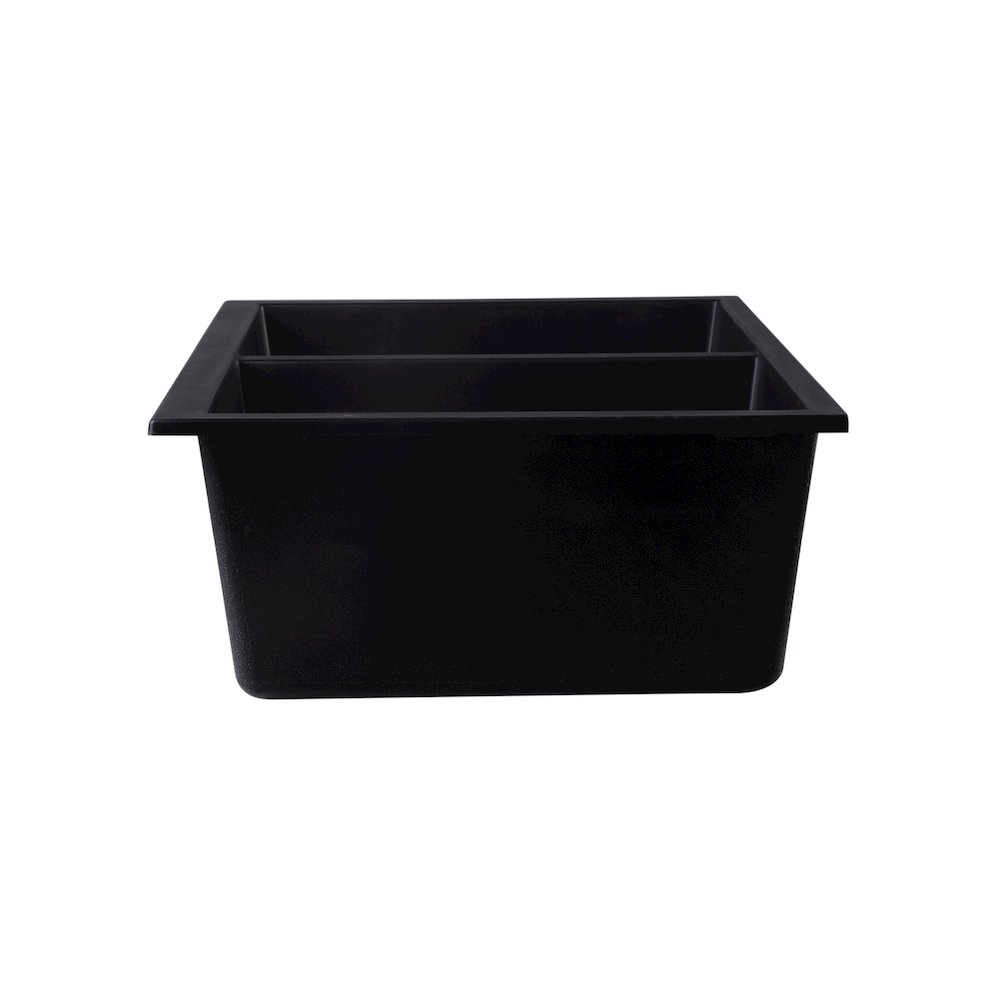Black 34" Undermount Double Bowl Granite Composite Kitchen Sink. Picture 6
