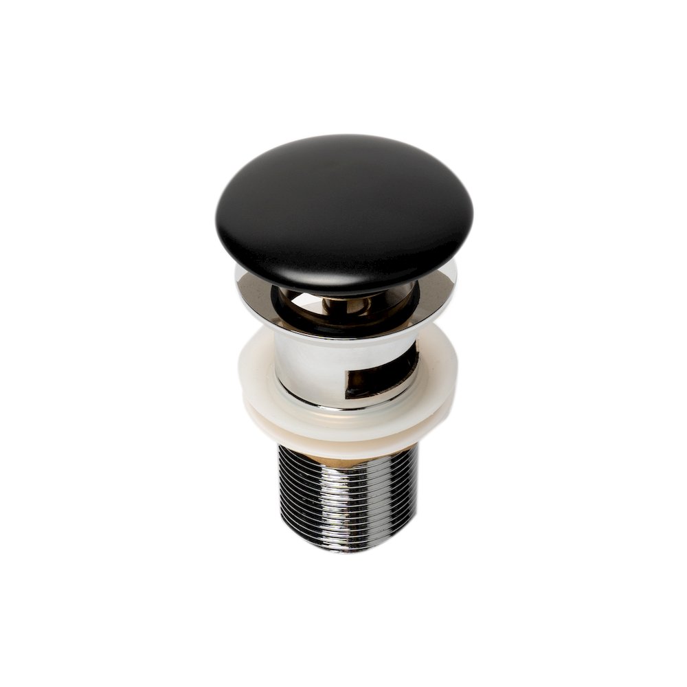 Black Matte Ceramic Mushroom Top Pop Up Drain for Sinks with Overflow. Picture 1